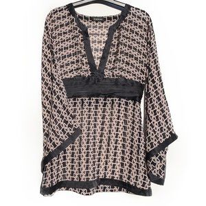 bebe Satin and Silk Kimono Print Top